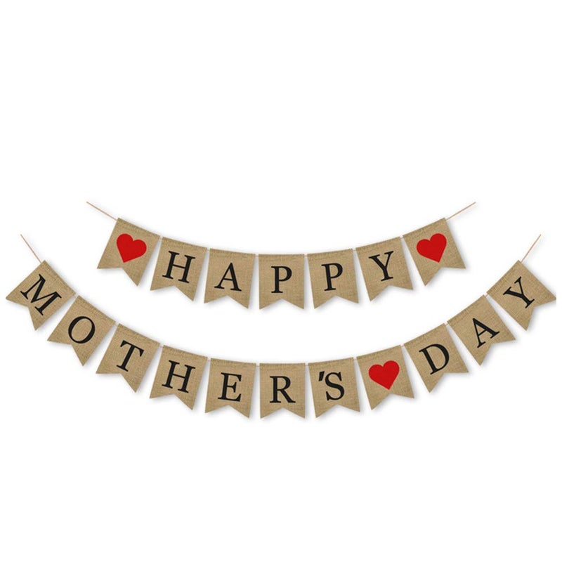 Fntacetik Mothers Day Banner, Fntacetik Mothers Day Decorations for Party Happy Mother's Day Decor Burlap Banner Bunting Flag Garland Sign Photo Backdrop - Image 1